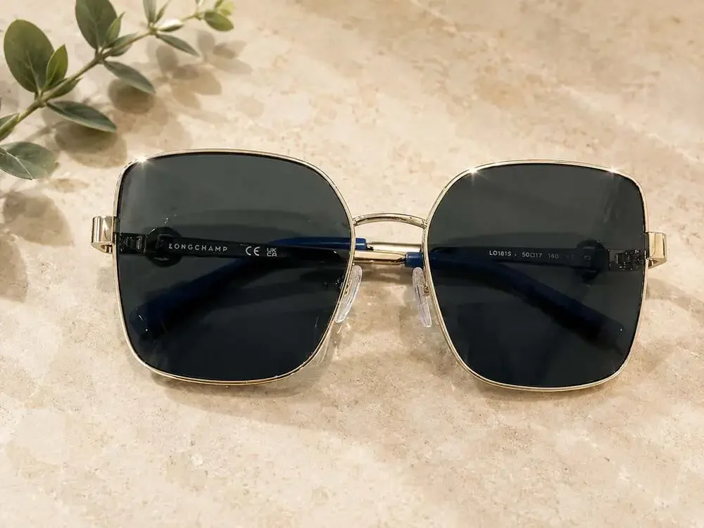 Longchamp LO181S Silver Square Sunglasses Gray Lens Designer Eyewear